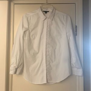 Womens white button down shirt